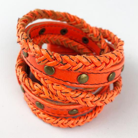 goldmarie Wickelarmband STRINGS Leder vintage-orange