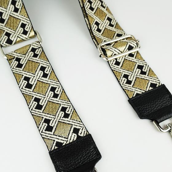 goldmarie Taschenriemen ARTDECO Muster schwarz-gold-weiß