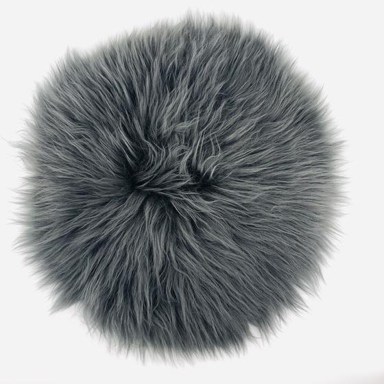 Sitzkissen Lammfell, rund, anthrazit