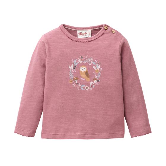 People wear Organic Langarmshirt Owl Dunkelmalve
