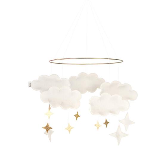 Baby Bello Mobile Fantasie Wolken Pearl White