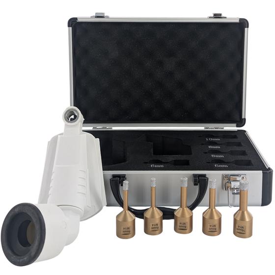 Diamant-Fliesenbohrer Set <br> 6-teilig mit Bohrkronen Ø 6 mm, 8 mm & 10 mm und Staubabsaugung
