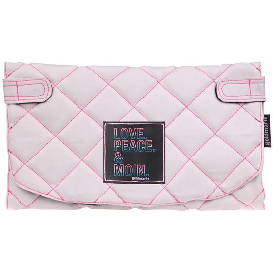 goldmarie Baby Wickelunterlage LOVE PEACE MOIN Neonschrift Label - creme-pink-schwarz