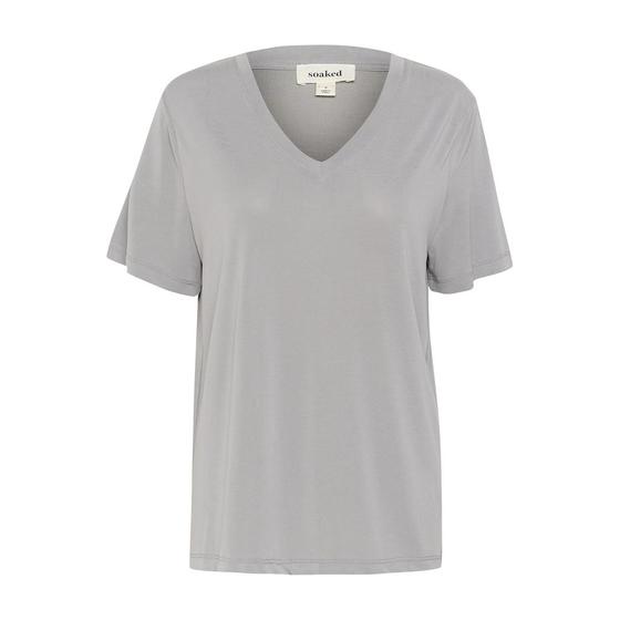 SOAKED IN LUXURY T-Shirt SLColumbine V-Neck 30406588 - hellgrau