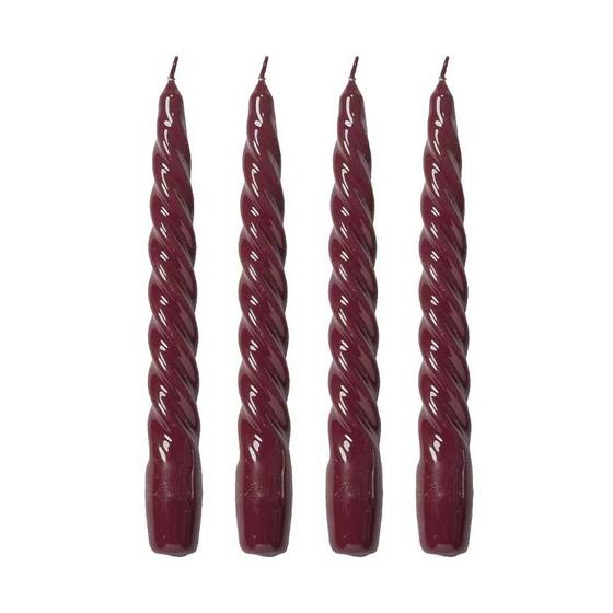 Kerze | 4er Set Spitzkerze Swirl - Rot 