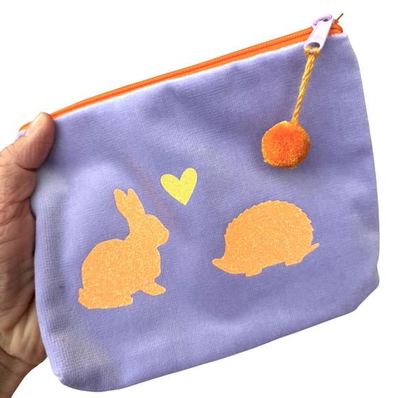 Frau Heidelberg Kosmetiktasche M lavendel NEON orange Hase & Igel