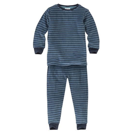 People wear Organic Frottée Pyjama Gestreift Dunkelblau