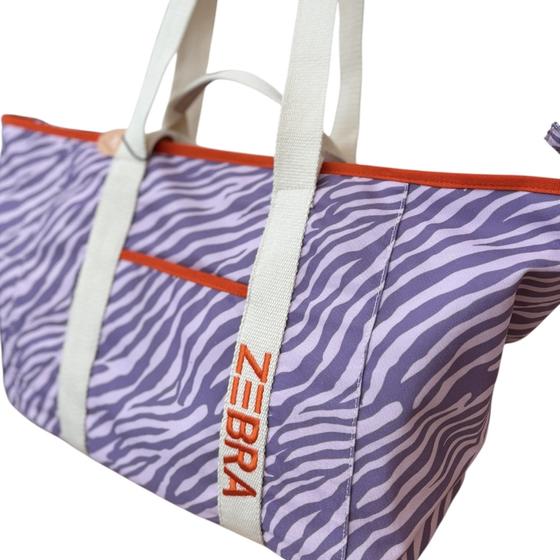 Strandtasche Sporttasche Zebra flieder lila