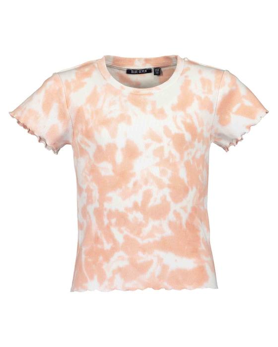 T-Shirt in Rippenstrickqualität, Baumwolle, apricot