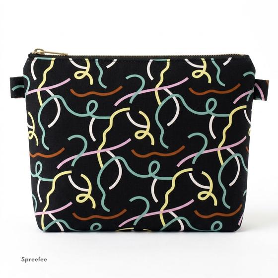 Pouch Nähset mit Hokkoh Hopping Lines Canvas, Innenstoff und Reißverschluss