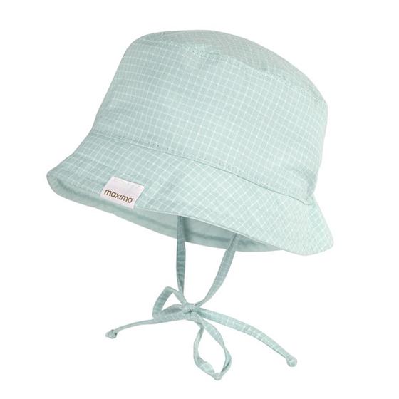 Babyhütchen mit Bindeband, UV 50, weiß-blau-kariert