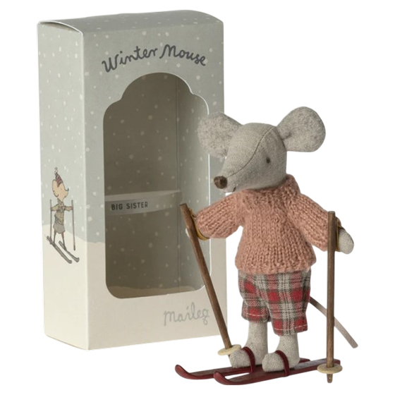 Maileg Wintermaus mit Ski Große Schwester