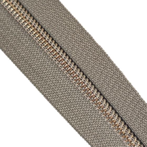 Endlos Reißverschluss greige Altmessing metallisiert für Taschen nähen Made in Germany