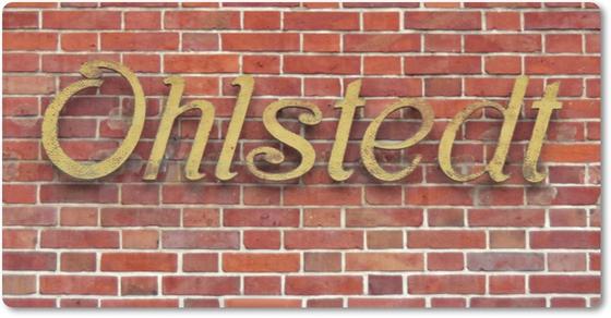 S-Bahn Hamburg Ohlstedt S-Bahnhof Baumwall tom bäcker, Geschenkidee, goldene Schrift auf backstein Hintergrund