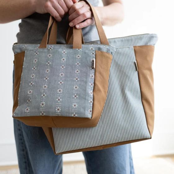 Fieldstone Tote (Papierschnitt) von Noodlehead – Tasche in Mini & Regular, mit Reißverschluss-Option und Innenfach. Ideal für Lieblingsstoffe & Patchwork.