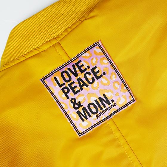 goldmarie Bomberjacke LOVE PEACE MOIN - Leo Label - goldgelb 