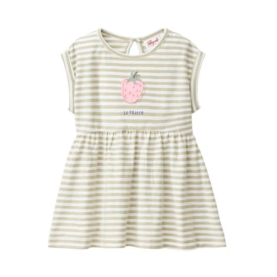 People wear Organic Kurzarmkleid Erdbeere Grün Geringelt