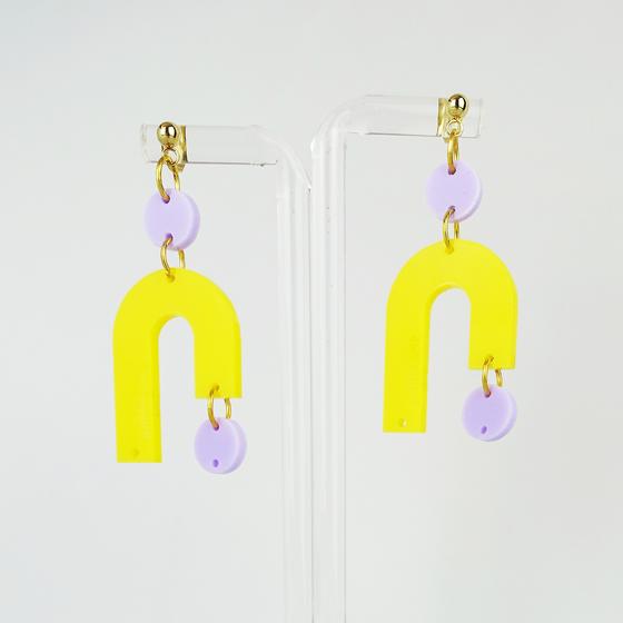 goldmarie Plexi Ohrringe Florenz - gelb-lavendel 