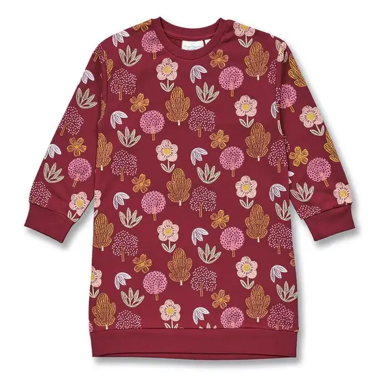 Sense Organics Sweat Dress Jola Flowers Weinrot