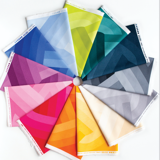 Echo Stoffkollektion von Emily Van Hoff für Moda in leuchtenden Farben mit gewebtem Ombre-Design