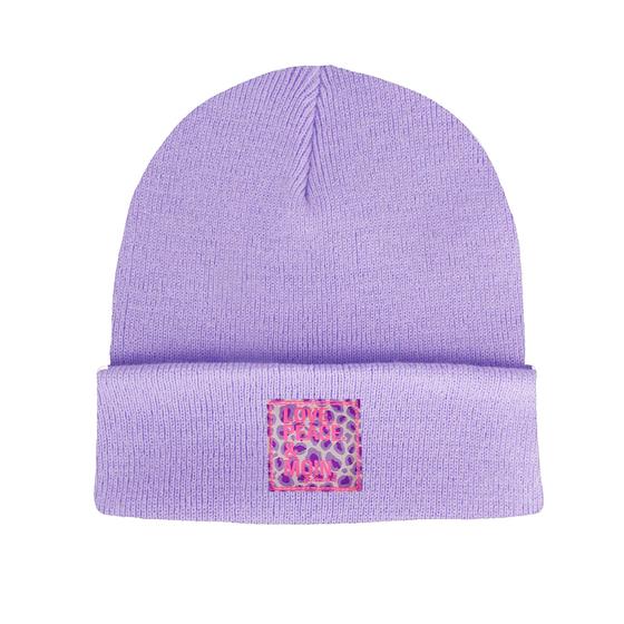 oldmarie Beanie Mütze LOVE PEACE MOIN NEW Leo Label - flieder