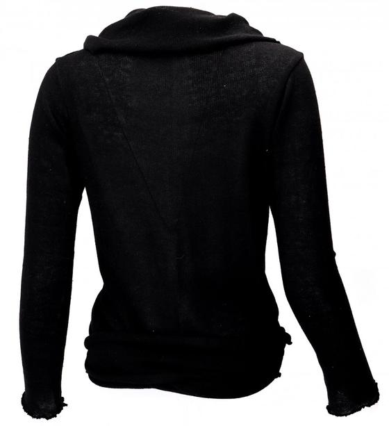 Wickelshirt, Baumwollstrick Pullover, Wickeljacke - schwarz