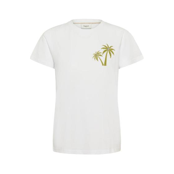 SAINT TROPEZ T-Shirt mit Palme Stickerei ReeceSZ 30515233 - weiß-grün