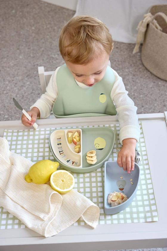 Lässig Kinder Menüteller Silikon 3-teilig Happy Fruits Zitrone
