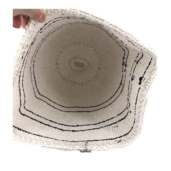 Mifuko Korb Kiondo M, weiß/schwarz, dünne Streifen