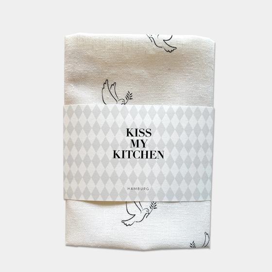 KISS MY KITCHEN Geschirrtuch - Friedenstaube - weiß