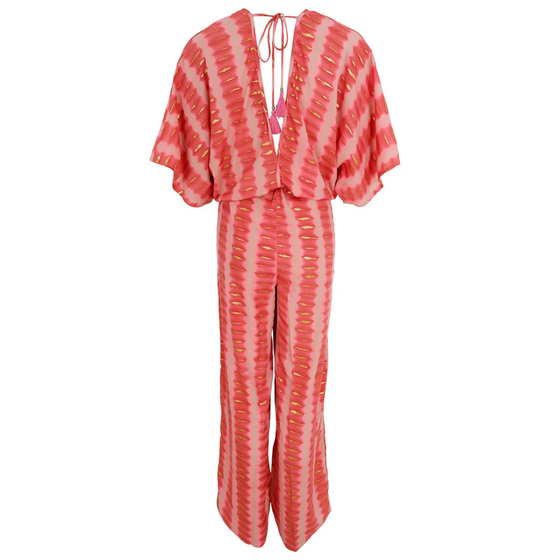 BLACK COLOUR Jumpsuit BCLuna mit Doppel V-Ausschnitt 39180-GB - rot-gold