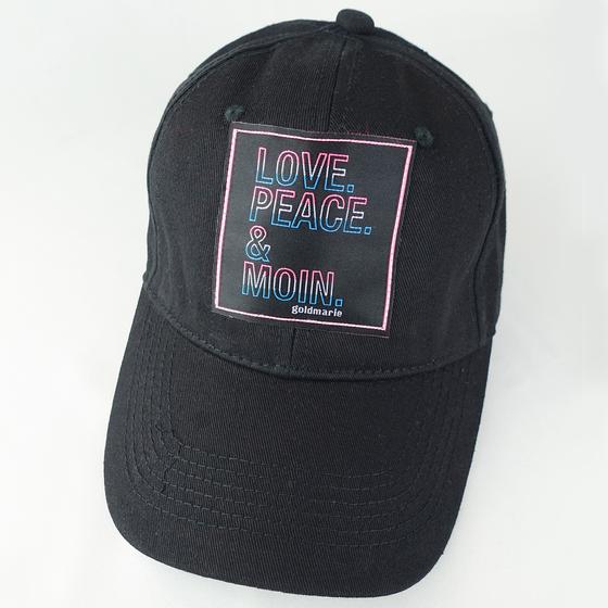 goldmarie Cap LOVE PEACE MOIN Neonschrift Label - Baumwolle - schwarz