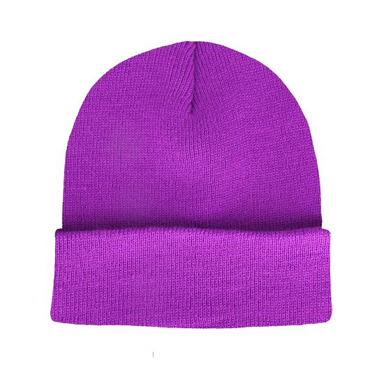 goldmarie Beanie Mütze LOVE PEACE MOIN - violett-grau-pink