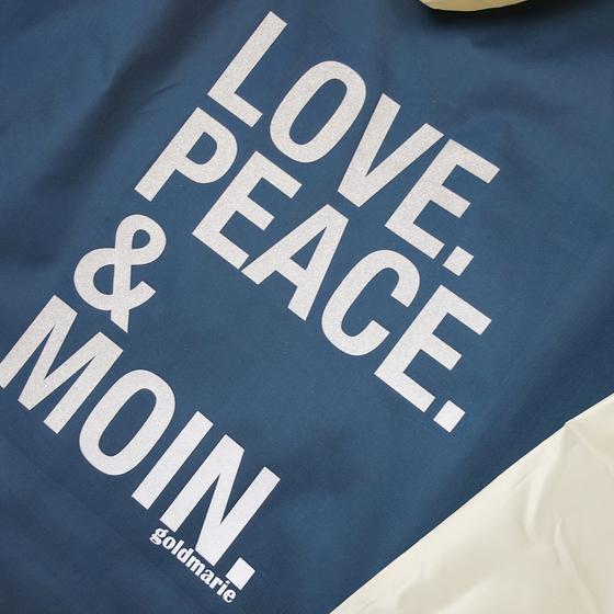 goldmarie meets BOMENCE Regencape LOVE PEACE MOIN - Reflektor Motiv - seeblau-cremegoldmarie meets BOMENCE Regencape LOVE PEACE MOIN - Reflektor Motiv - seeblau-creme