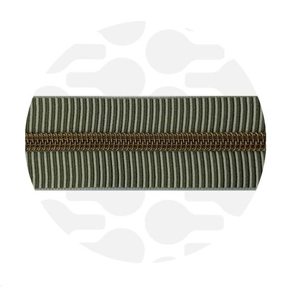 Spiralreißverschluss „Blueberry/Nickel“ (1 m) – gestreiftes Reißverschlussband mit metallischer Optik. Flexibel, leicht zu nähen, ideal für Taschen & Accessoires