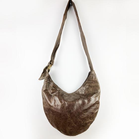 goldmarie Ledertasche HALBMOND SNAKE Vintage rotbraun