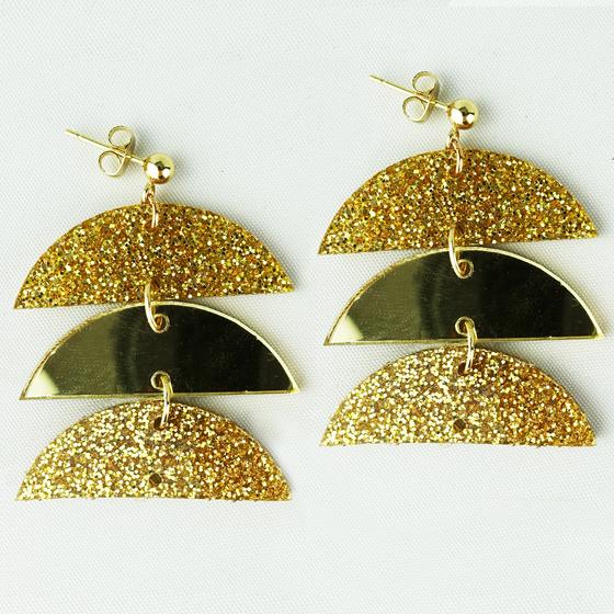 goldmarie Plexi Ohrringe GRAPHIC EDITION NR 8 - gold mit Glitzer