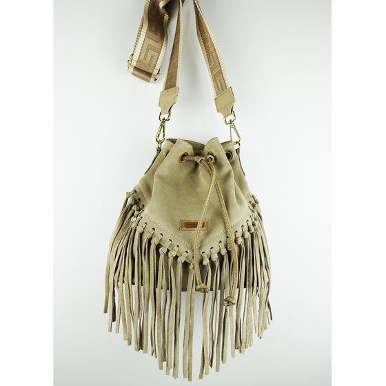 goldmarie Ledertasche LUVE Fransen - sand