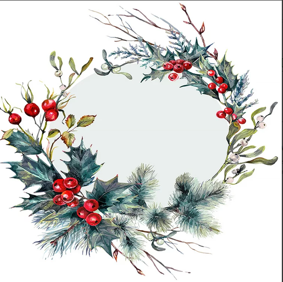 Serviette | Papier-/ Lunchserviette Winter berry wreath