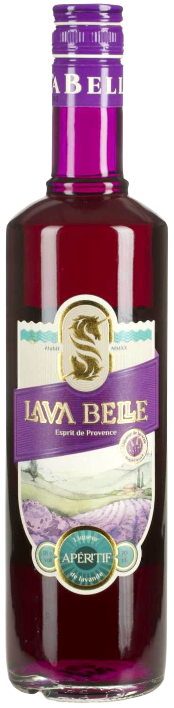 Lav'a Belle Apéritif 18% in Tonflasche mit Bio-Lavendel und Kräutern der Provence für Lavendel Spritz und Aperitif-Cocktails.