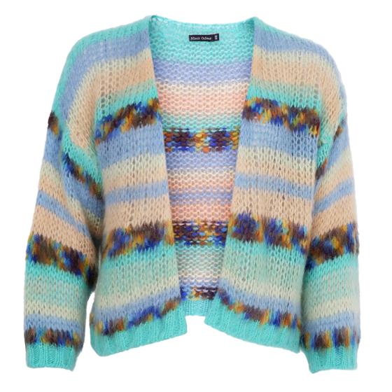 BLACK COLOUR Cardigan BCLAGOON 1201-AM - aqua-pastell gestreift