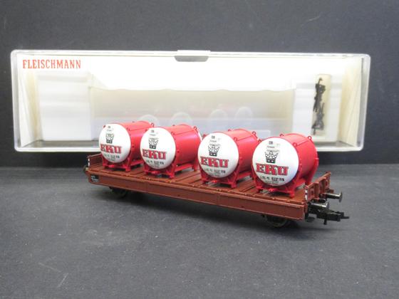 Fleischmann 5229 K Behälter Tragwagen mit EKU Bier DB Spur H0 OVP
