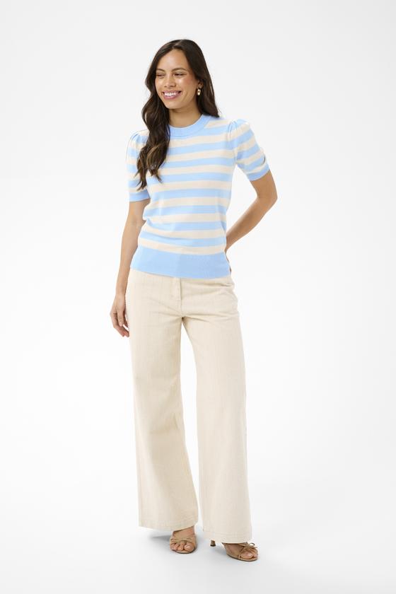 SAINT TROPEZ MilaSZ SS Striped Pullover 30513931 - beige-hellblau