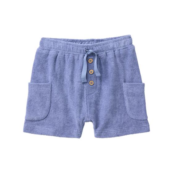 People wear Organic Frottee Shorts Taubenblau