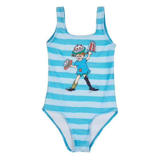 Badeanzug "Pippi Langstrumpf", blau-gestreift
