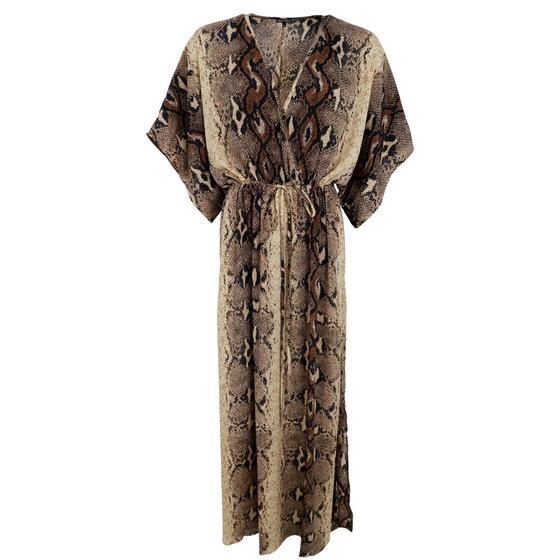 BLACK COLOUR KLEID BCLUNA V-Neck 39139-PY - Schlangenmuster - cappucciono-beige-schwarz