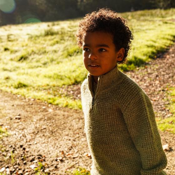 Strickpullover mit Stehkragen, dusty green