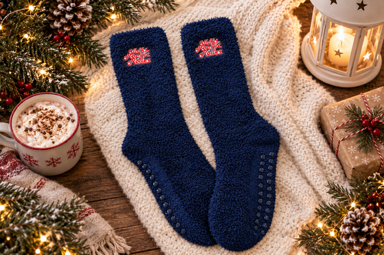 Kuschelsocken blau mit Noppen