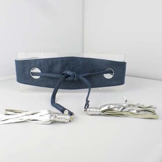 goldmarie Taillengürtel AURA Leder blau-silber 