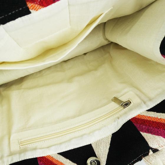 goldmarie Tasche LOVE PEACE MOIN - gemustert - schwarz-creme-rot